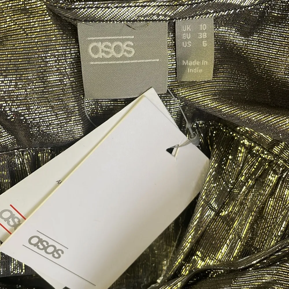 ASOS Gold Metallic Tie Blouse - Image 6