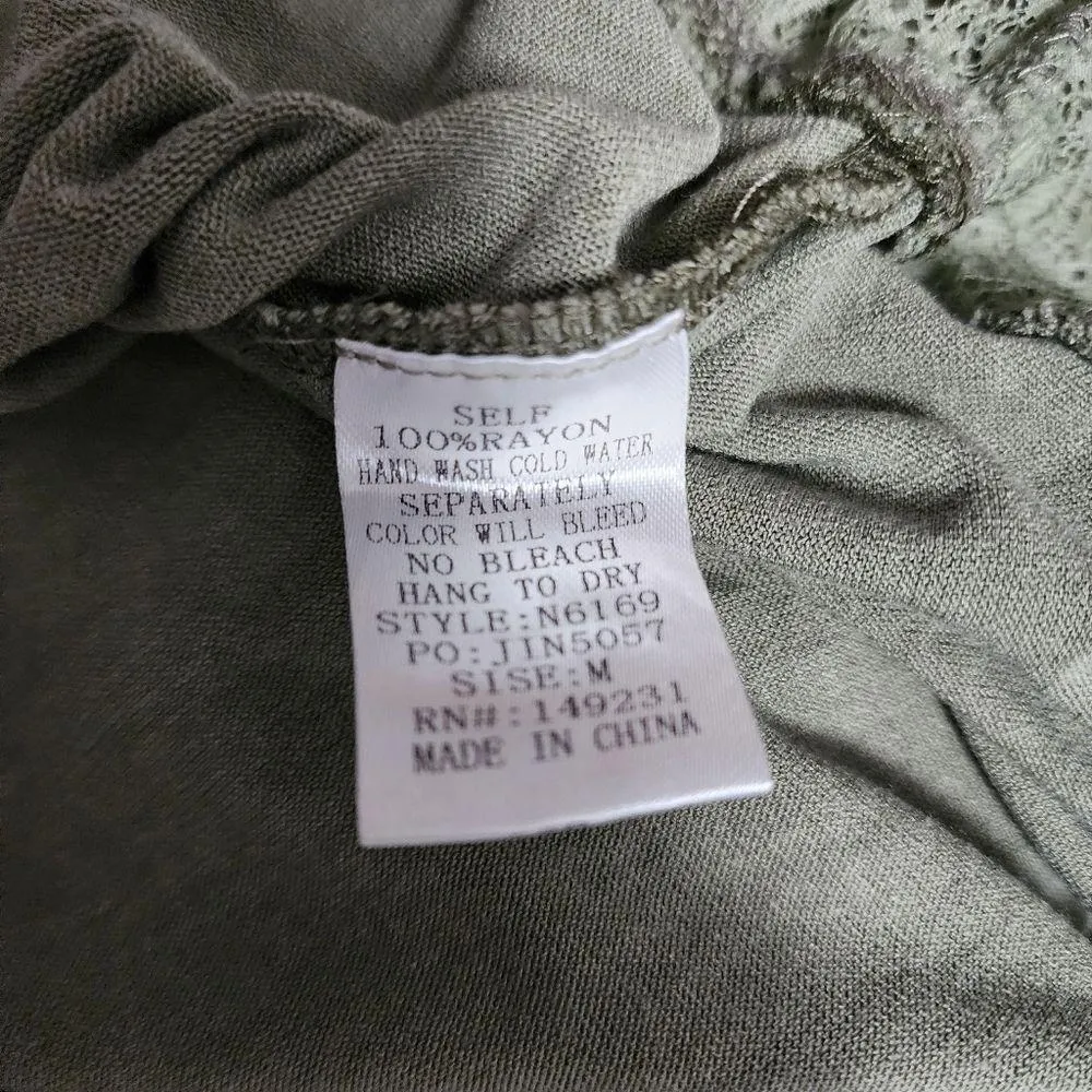 Kori pale olive lace ruffle hem tunic size medium - Image 6