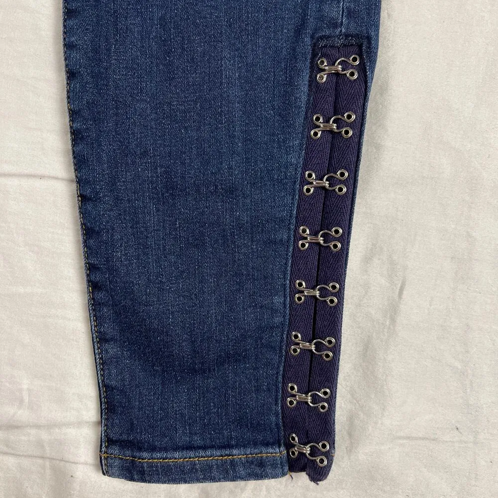 Good American Good Waist Hook & Eye Embellished Skinny Jeans Blue 184 Size 4/27 - Image 5