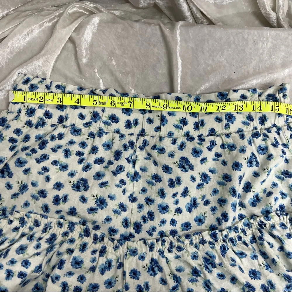 NWT Juniors Floral-Print 2 piece skirt short set Size XL linen blend smocked top - Image 8