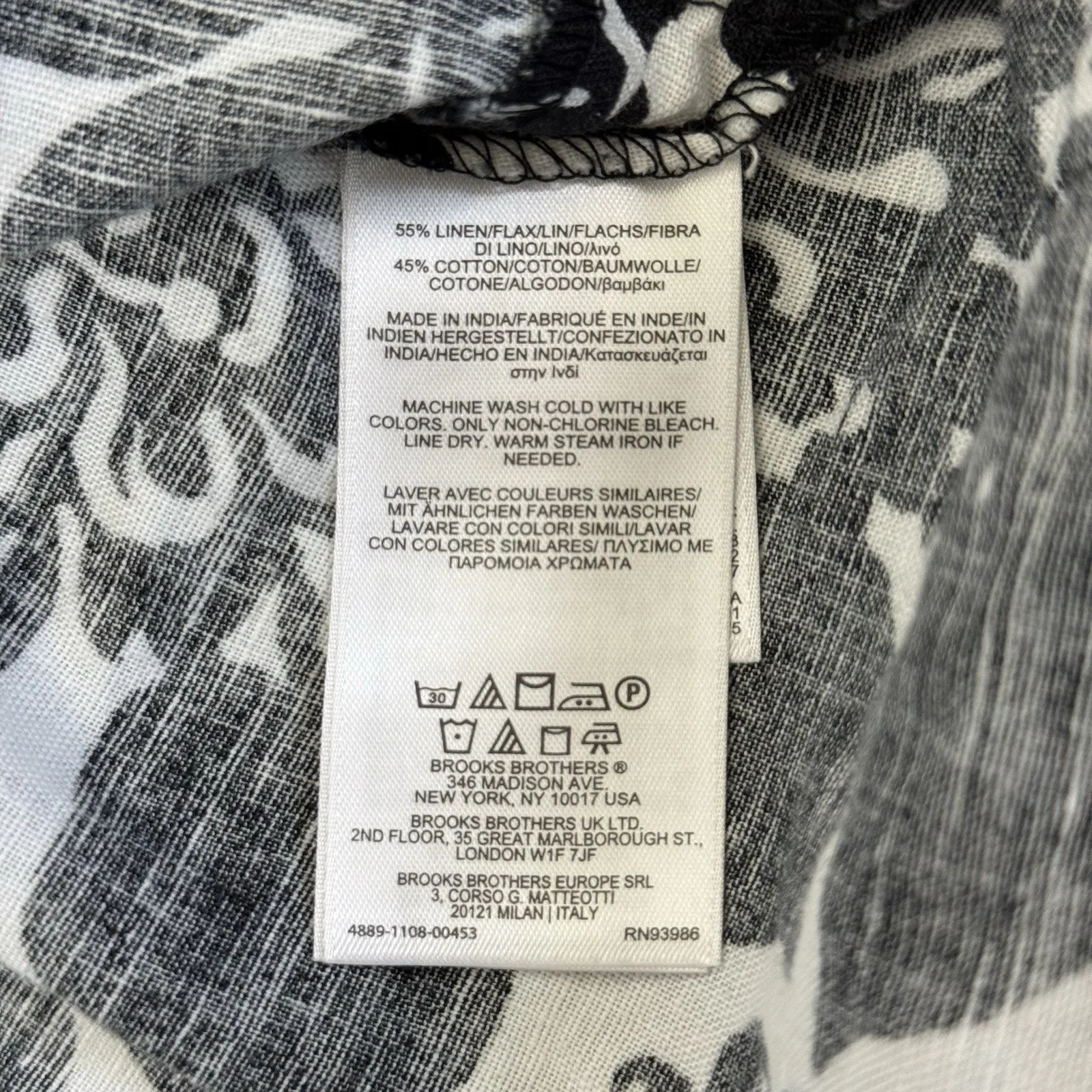 Brooks Brothers Black & White Floral Linen Cotton Tunic Top – Women’s Large - Image 6