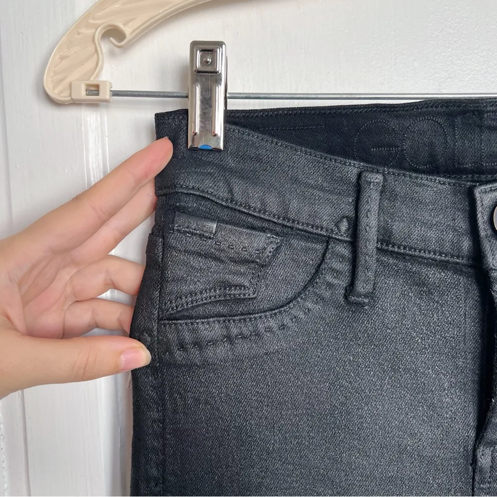 GOLDSIGN • Lure skinny jeans low rise black coated faux leather moto Size 25 - Image 10