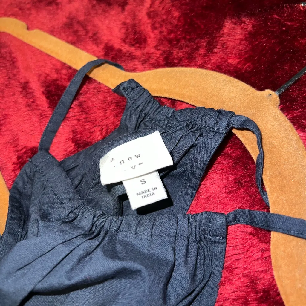 A New Day Dark Grey/Navy High Neck Midi Dress Elastic Waist w/ Pockets sz Small - Image 10