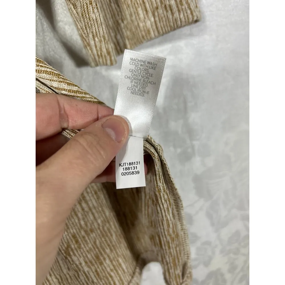 PureJill J Jill Cardigan Jacket Small Tan White Variegated Button Linen Bld Boxy - Image 7