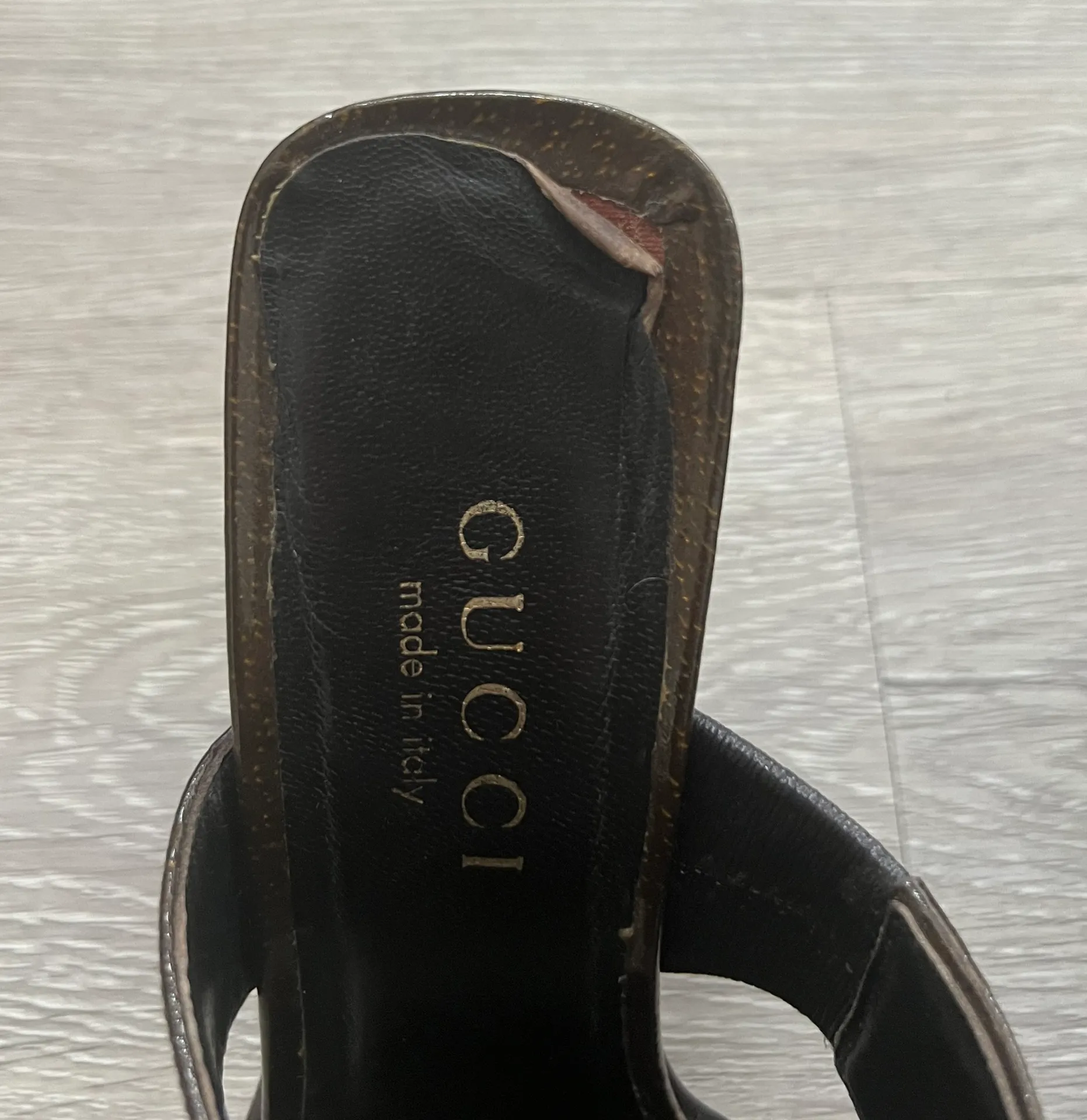 Vintage 90s Double Strap Brown Leather Block Heel Mule Sandals - Image 12