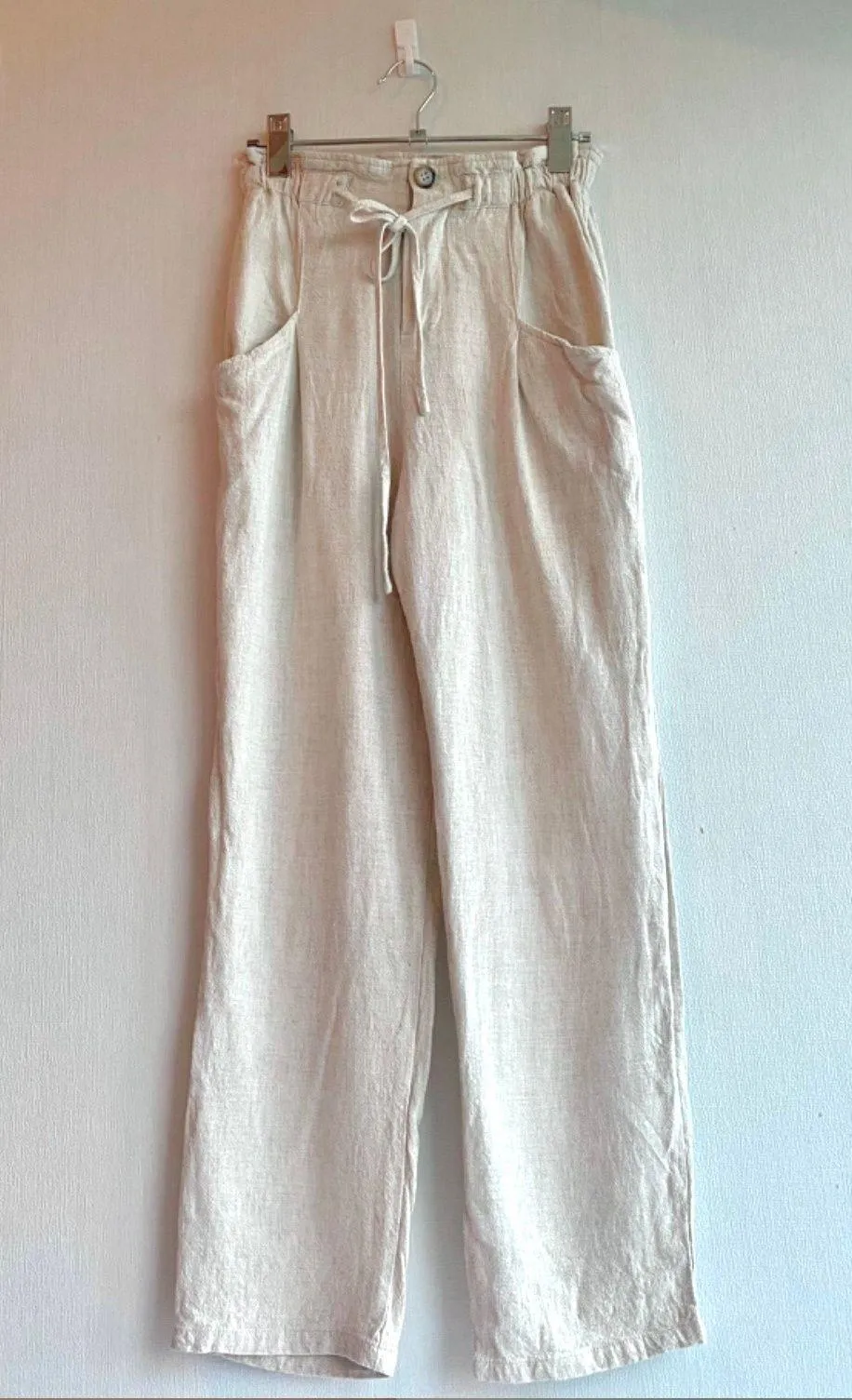 Princess Polly Tan Linen Flowy Pants - Image 2
