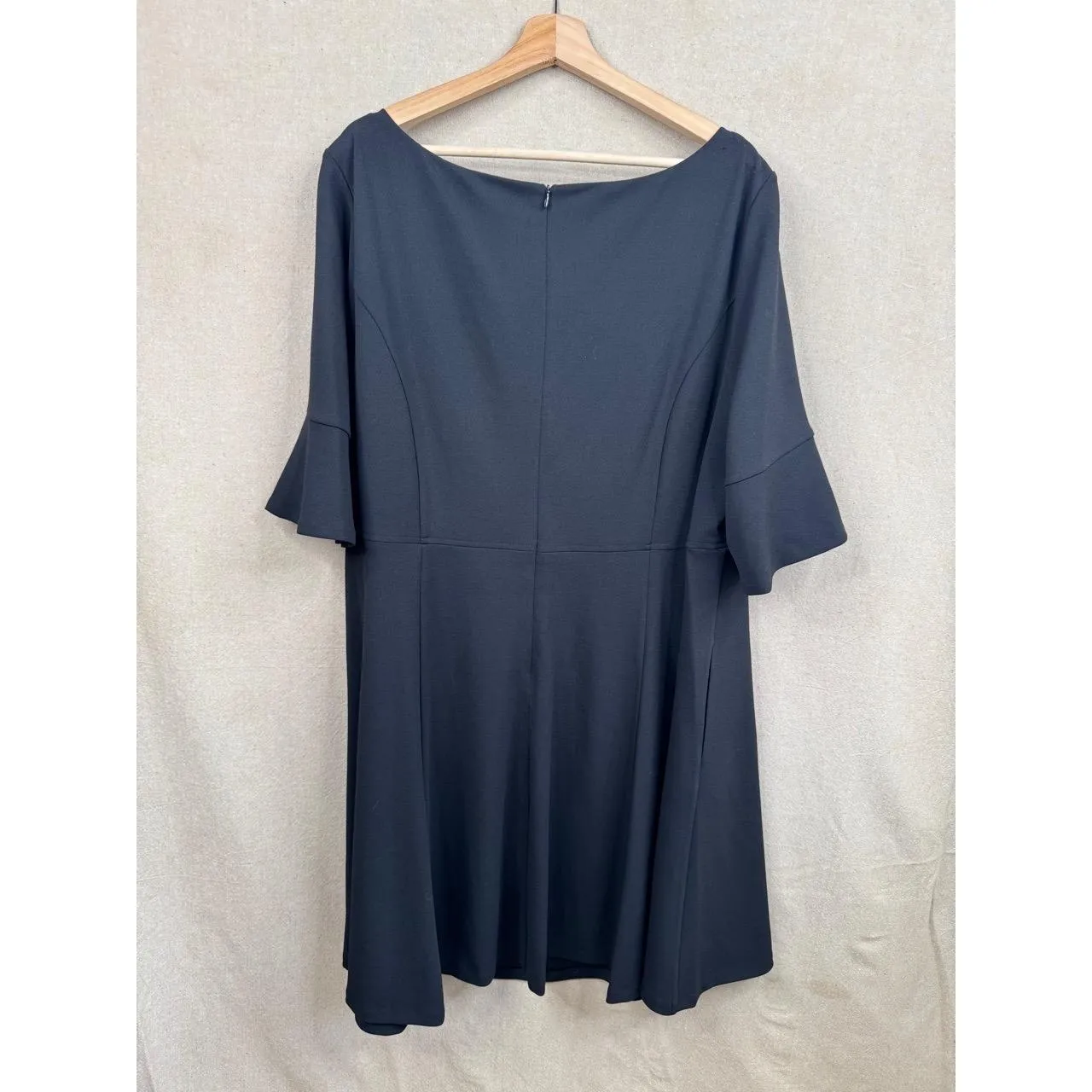 Jessica Howard Dress Womens 22W Black Short Bell Sleeve Pleated Mini - Image 3