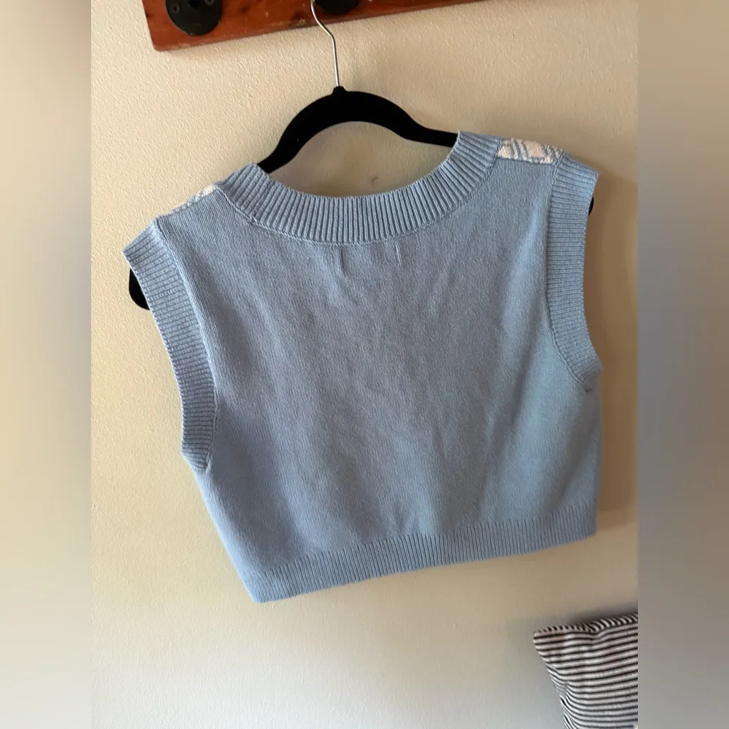 Hollister California Blue And White Sweater V-Neck Vest XS NWOT - Image 11