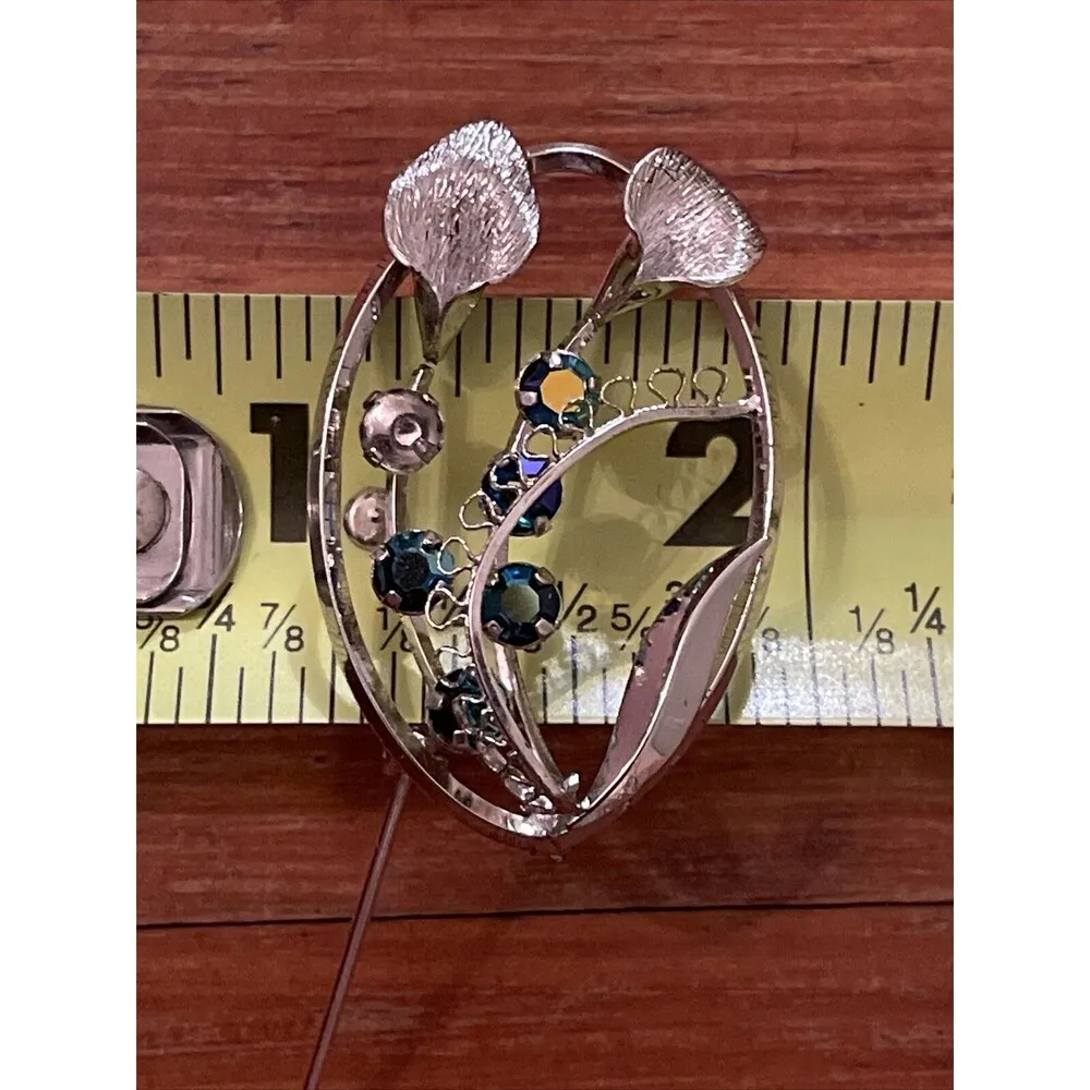 Star Art Vintage Sterling Silver Flower Brooch & Screw Back Earring Jewelry Set - Image 7