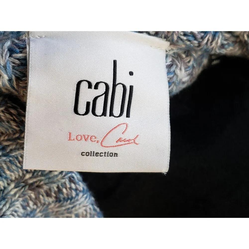 CAbi Cardigan Sweater Women's M Blue Chunky Knit Cotton Cap Sleeve Open Front - Image 3