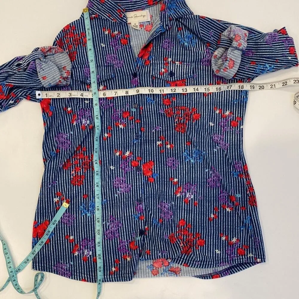 French Laundry Women’s Button Down Blouse Roll Tab Long Sleeves Floral EUC Sz M - Image 9