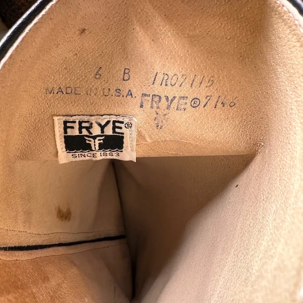 Frye Black Tall Leather Western Boots with Feather Detail Size 6 B - Image 5