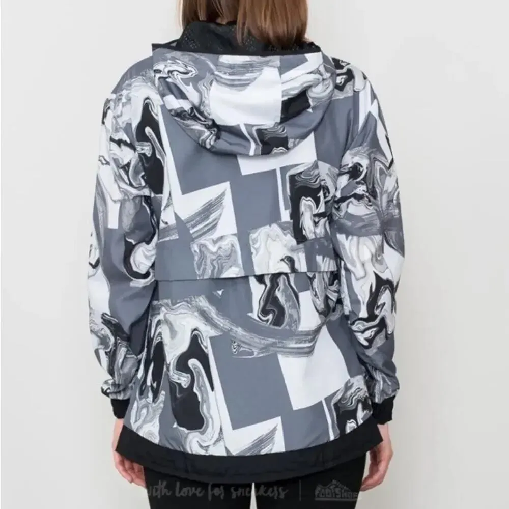 NIKE Women’s Sz Small Sportswear Windbreaker Marble All Over Print Jacket - Image 9