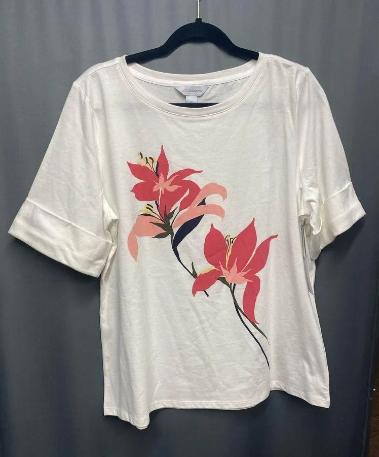 Liz Claiborne Womens Boat Neck Short Sleeve T-Shirt size XL  (b45) - Image 5