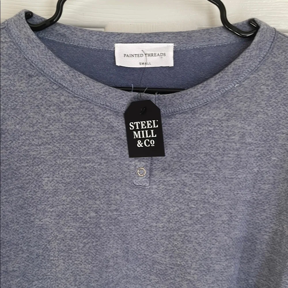 Blue Cropped Boxy Long Sleeve Sweatshirt - Image 2