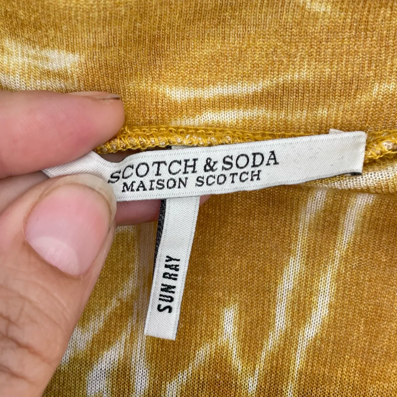 Scotch & Soda Women's Sun Ray Yellow Tie & Dye Print Bodycon Midi Dress Size XS‎ White - Image 10