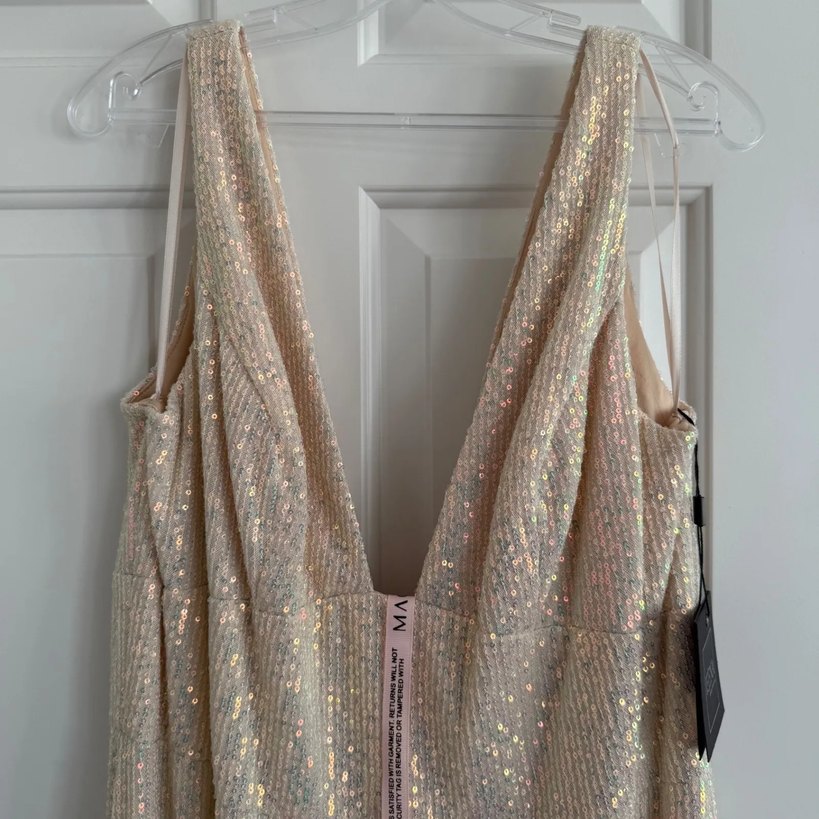 Mac Duggal Sequin Asymmetrical Ruffle Tiered Gown - Size 14 - Iridescent - NWT - Image 6