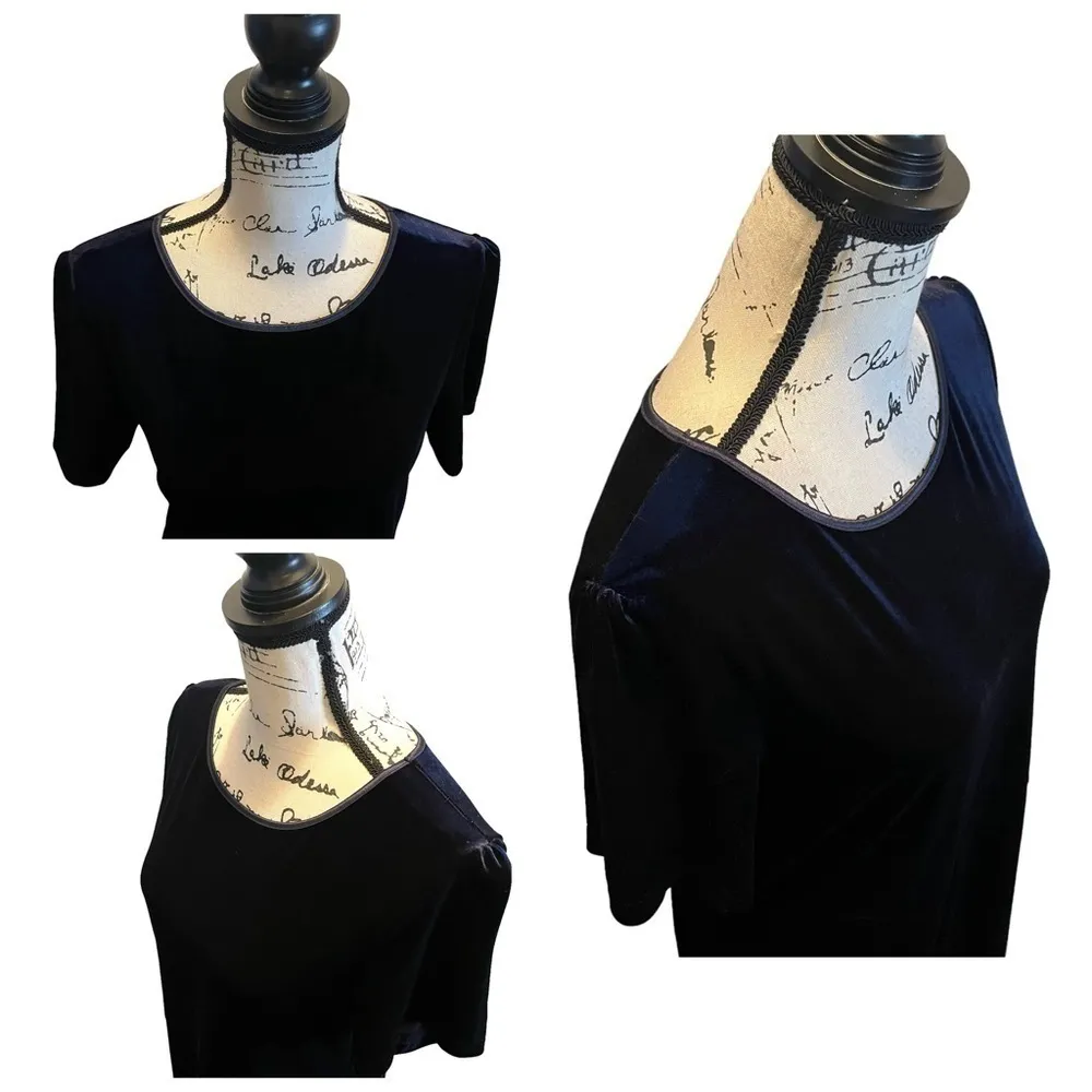 Laura Ashley Maxi Dress Navy Size Blue Size Large Velvet formal Y2K vintage - Image 10