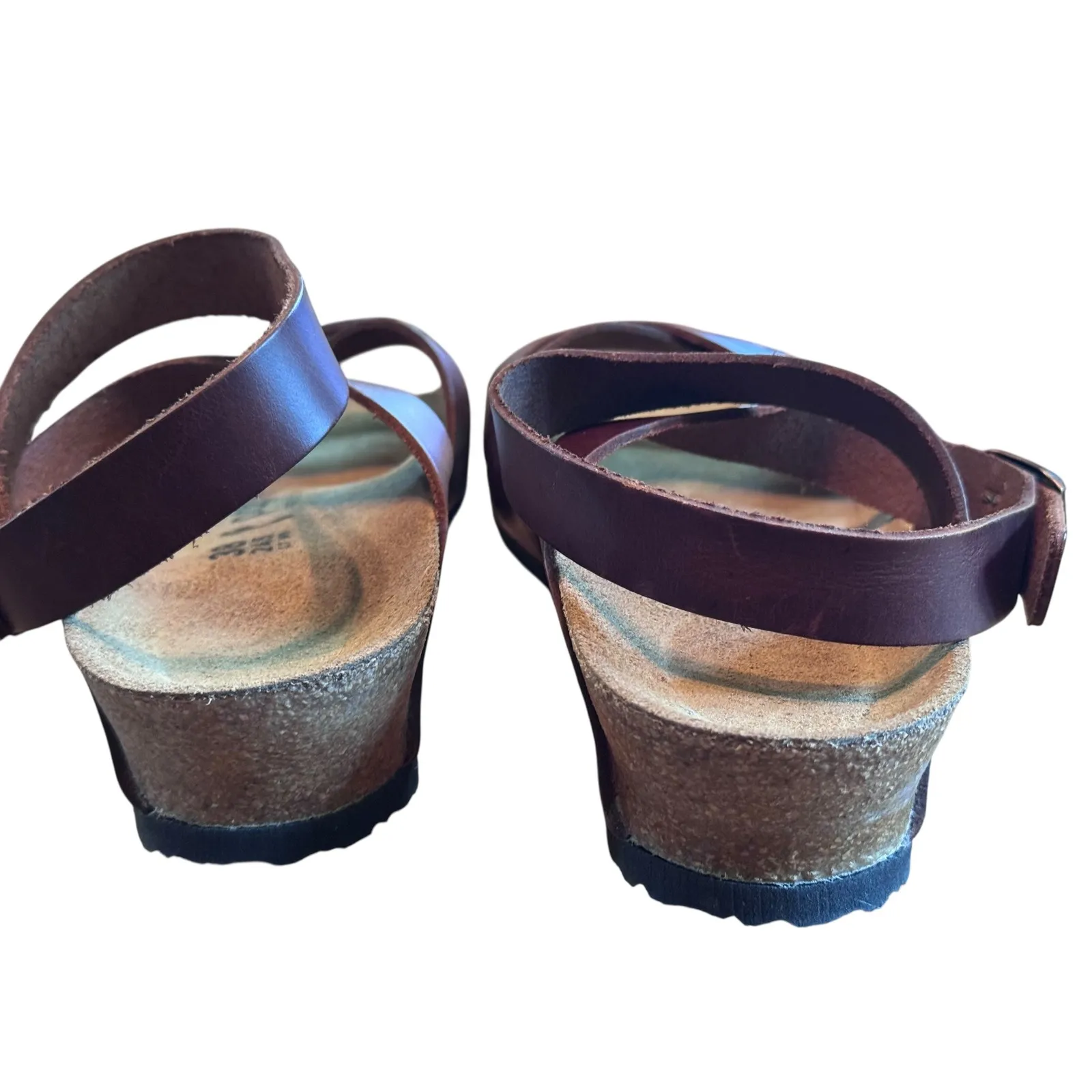 Papillio by Birkenstock Brown Leather Ankle Strap Wedge Sandals EU 38 US 7 Size 8 - Image 6
