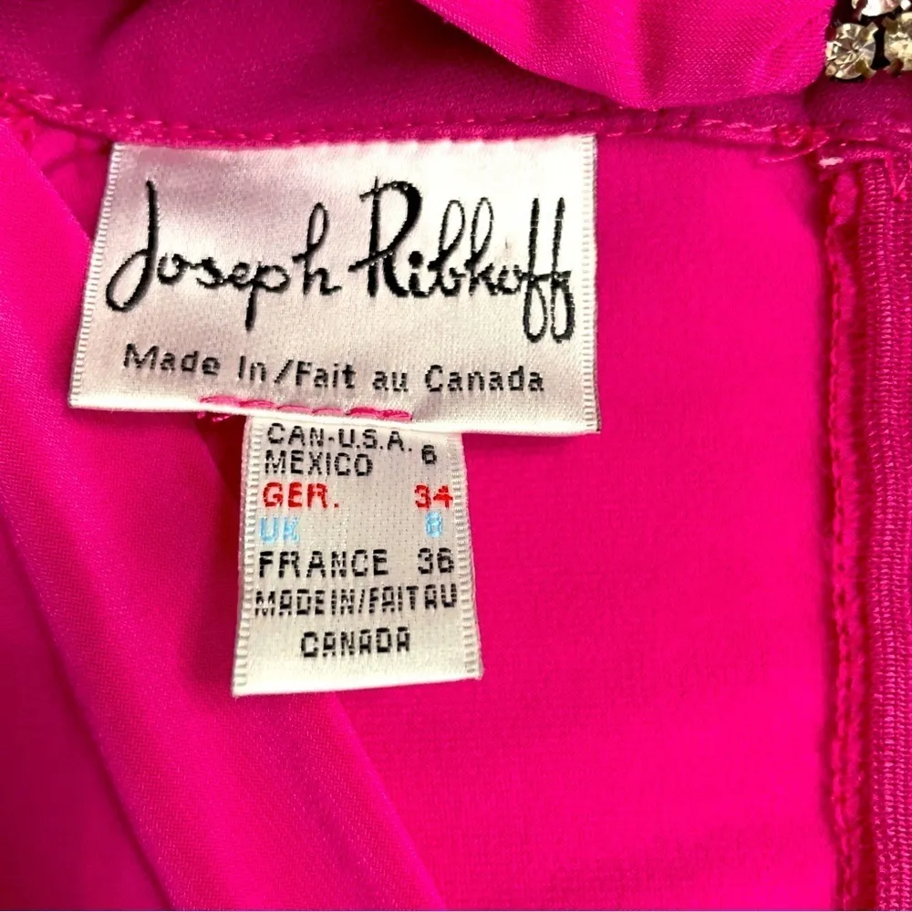 Joseph Ribkoff Hot Pink Cowl Neck Long Sleeve Top, Rhinestone Choker Detail Sz 6 - Image 10