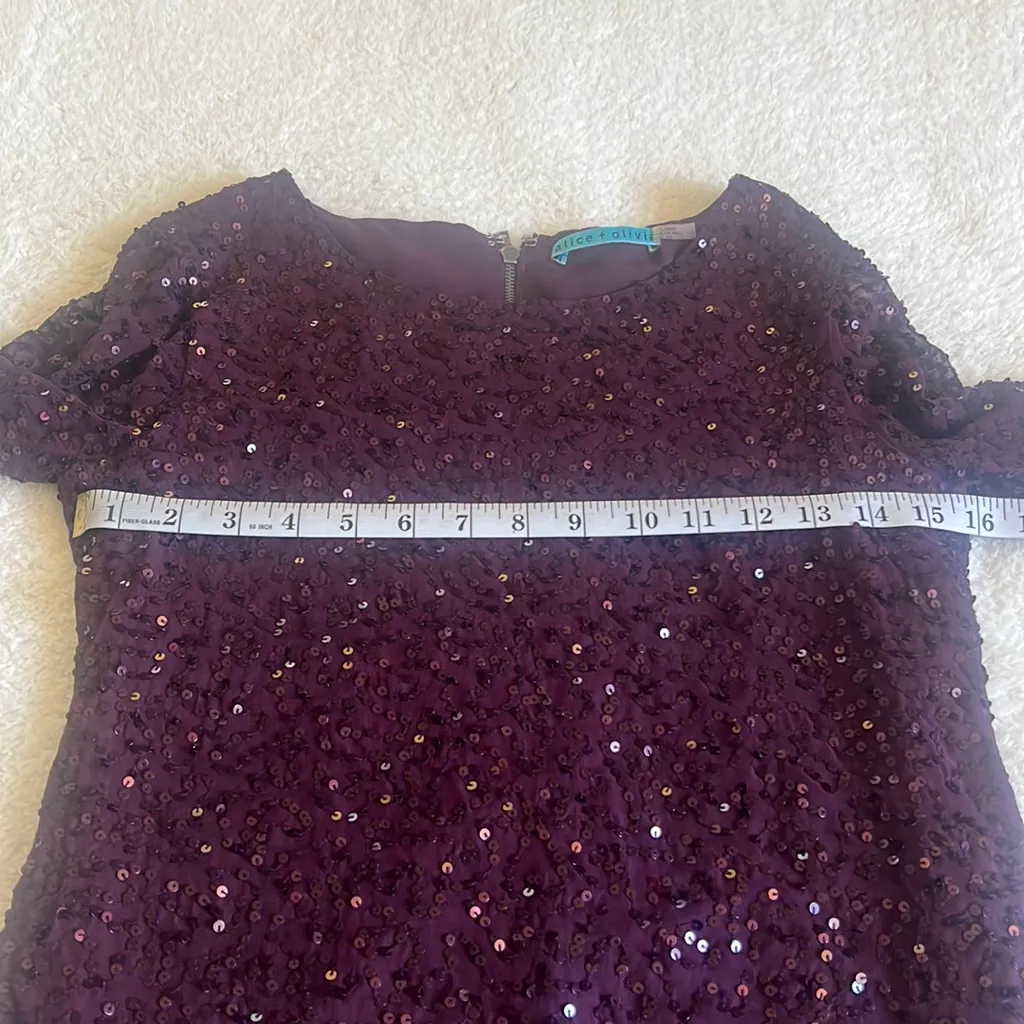 Alice + Olivia Silk Sequin Long Sleeve Blouse Plum Purple Size‎ XS - Image 4