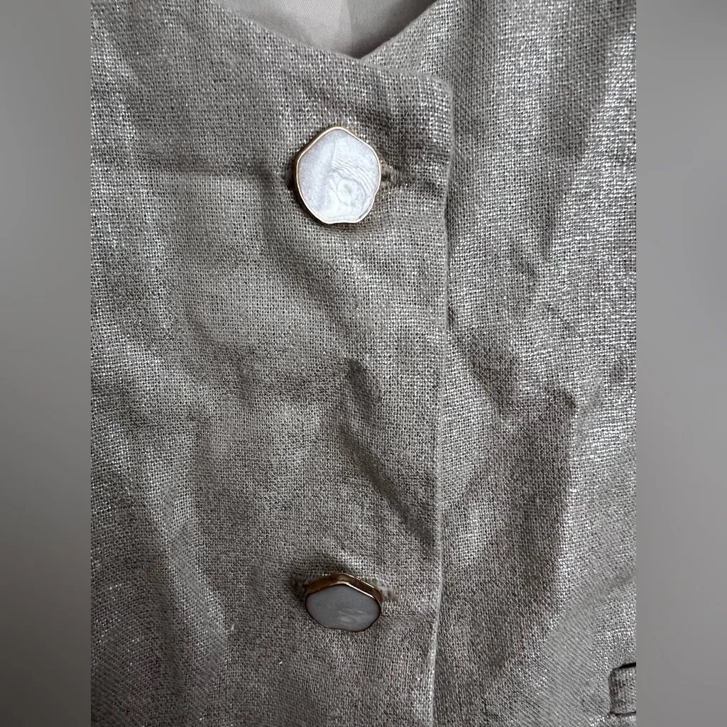 House of Harlow beige shimmer Linen blend two button vest glam M Gold Size M - Image 3