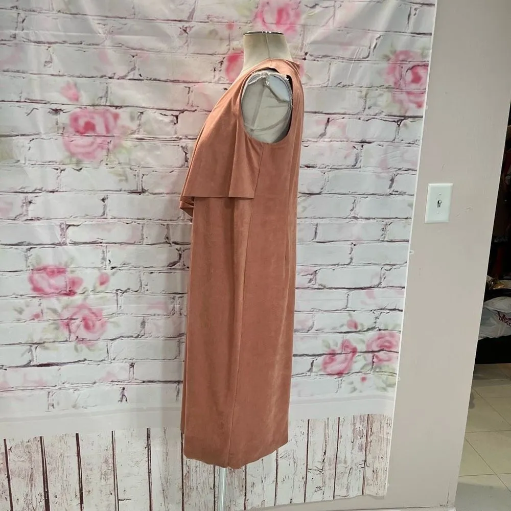 Chicos Black Label Women's Pink Faux Suede Sleeveless Midi Dress Size M 8/10 NWT - Image 5