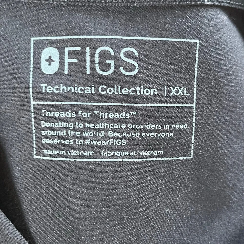 FIGS Women's Technical Collection Scrub Top Black Size XXL - Image 5