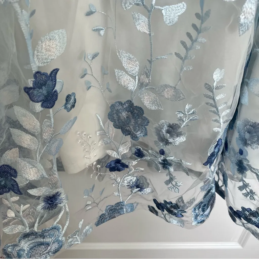 NEW Arula Blue Embroidered Floral Maxi Skirt Plus Size 1X Available NWT White - Image 8