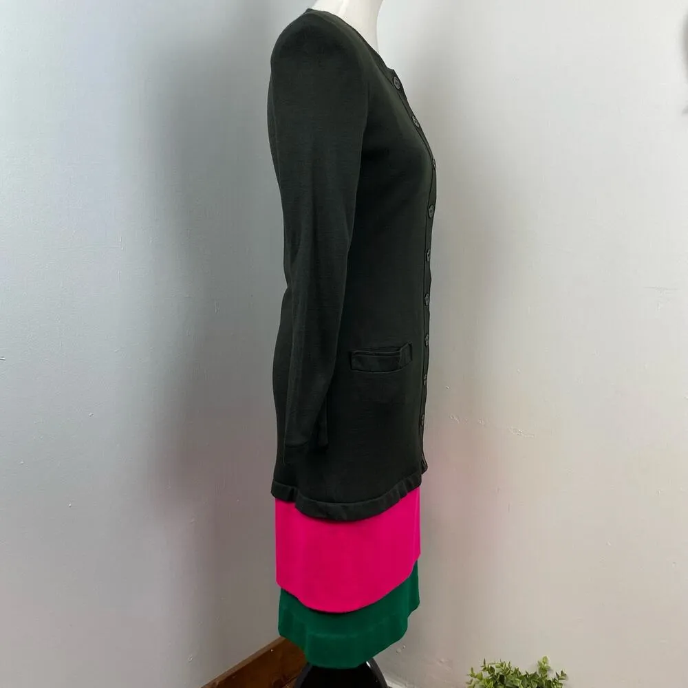 Oscar De La Renta Vintage Colorblock Wool Knit  Long Sleeve Sweater Dress Size 6 - Image 3