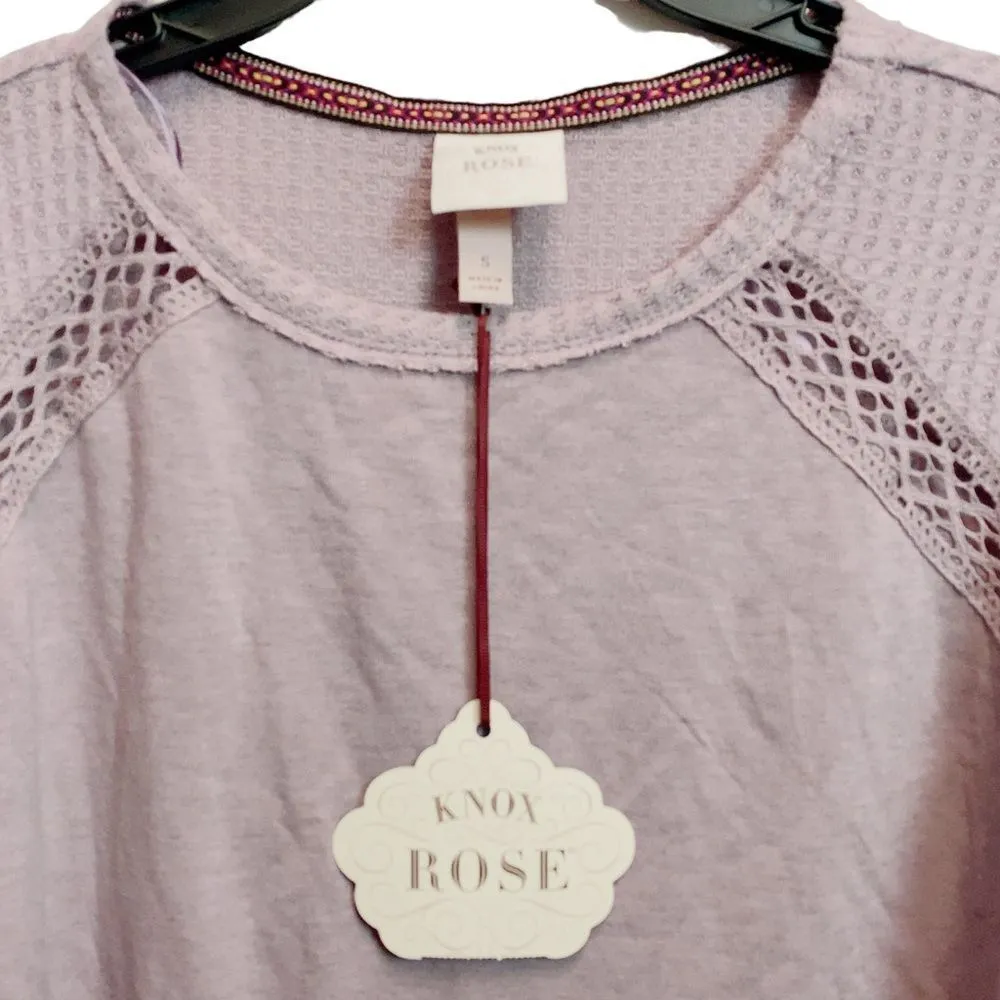 Knox Rose Waffle Knit Pullover Henley Boho Hippie Sweatshirt - Image 3