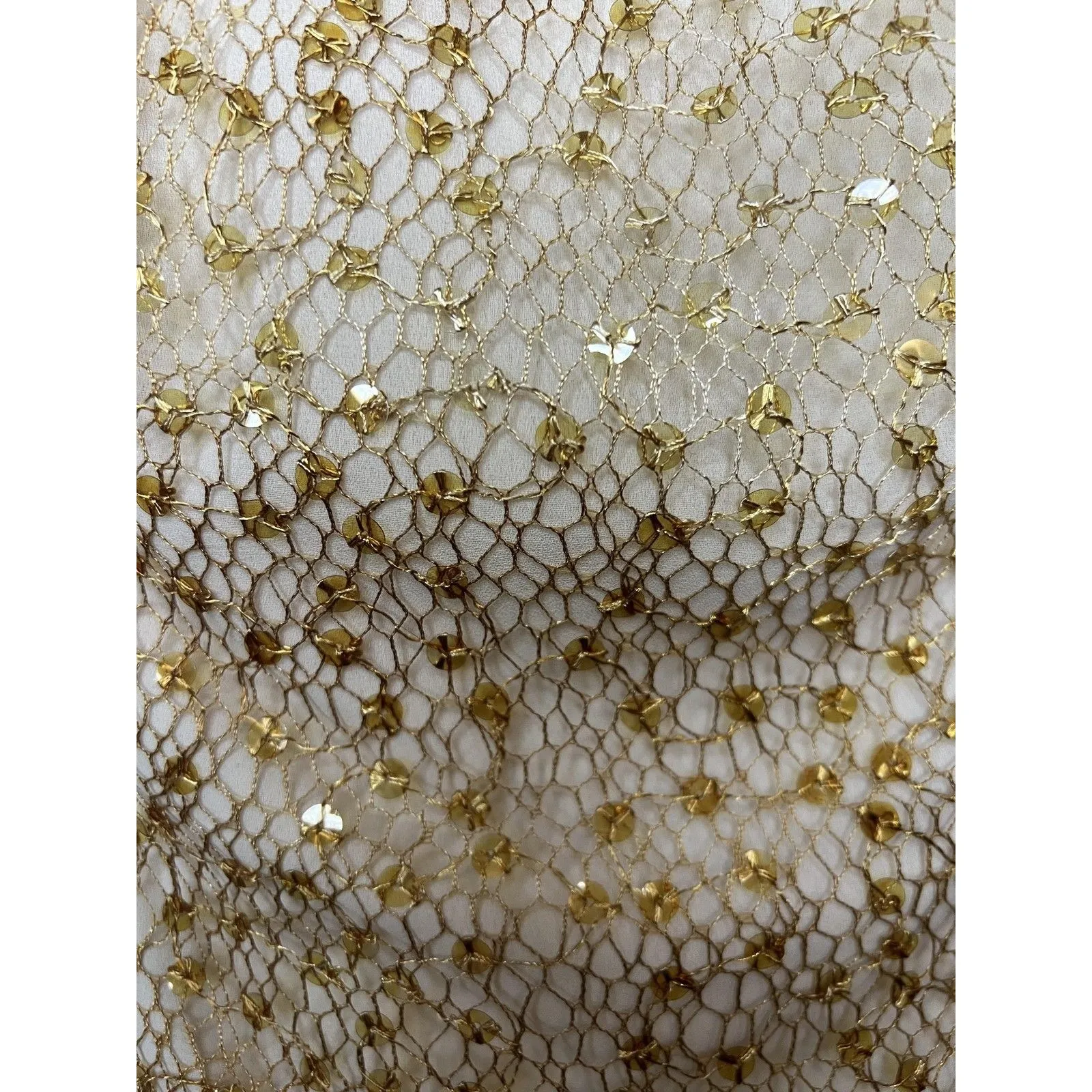 Cicci Sequin Crop Top Womens XL Spaghetti Strap Party Made In USA 1309 Gold - Image 3