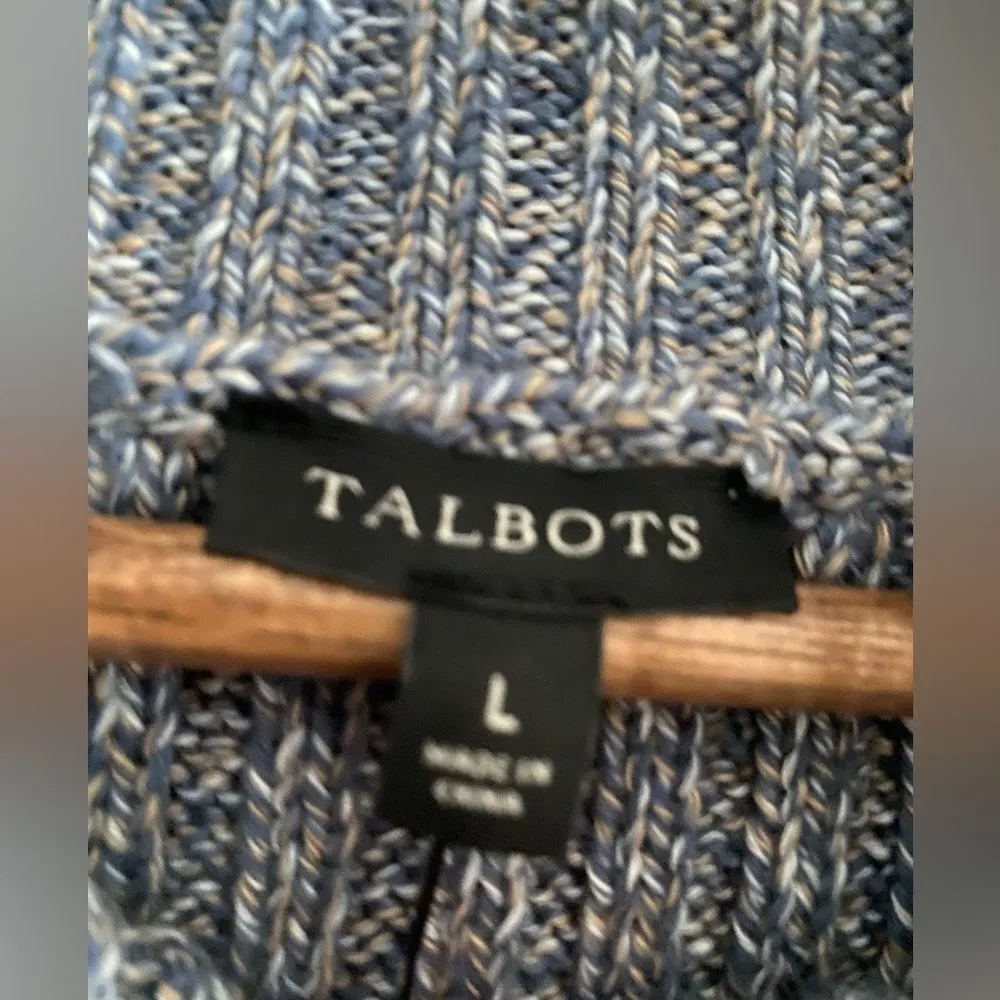 Talbots Women’s Cable Cowlneck Sweater MARL 100% Cotton Size L Large Casual Fall - Image 6