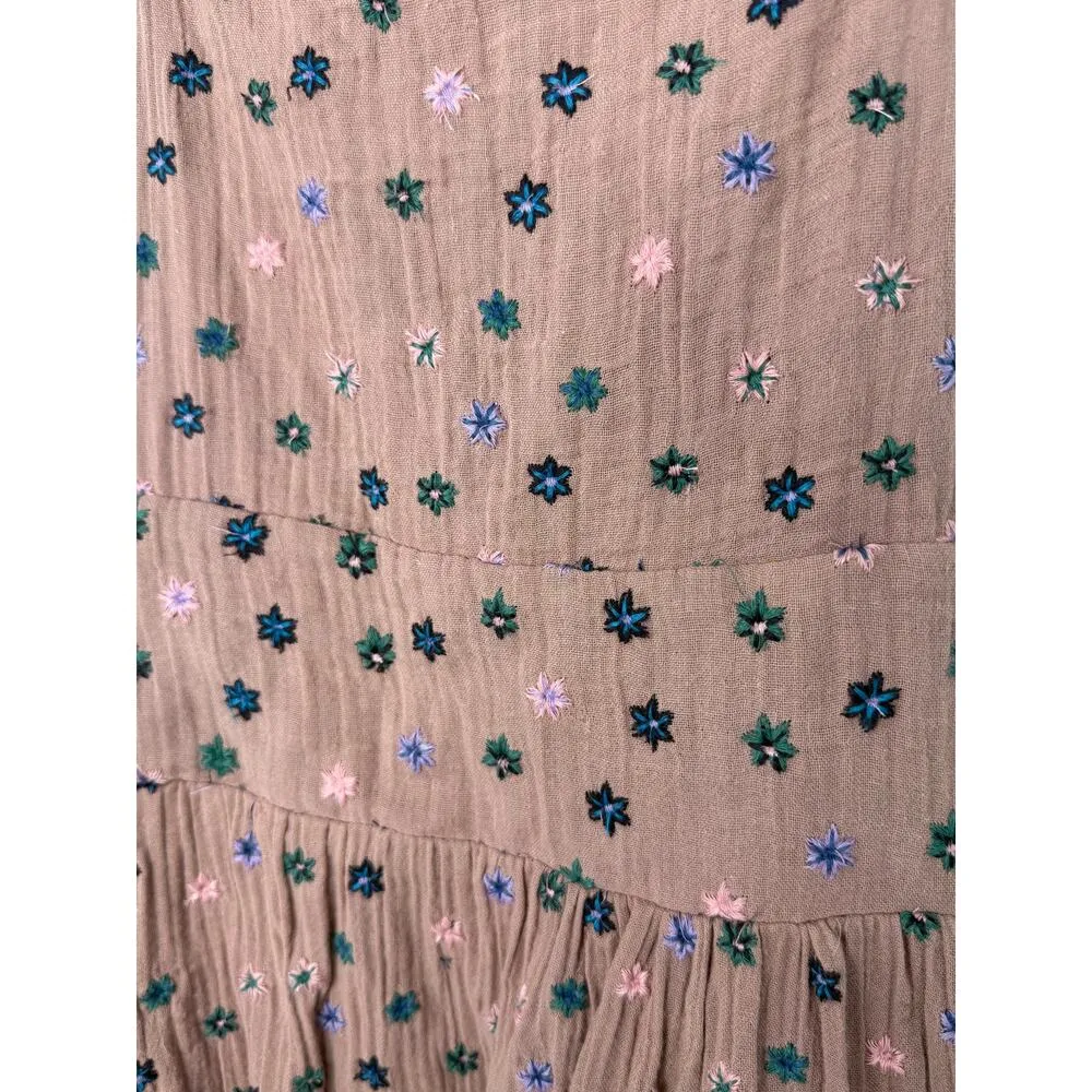 Free People Mini Dress Women S Mauve Pink Bubble Hem Floral Embroidered Cottage - Image 5