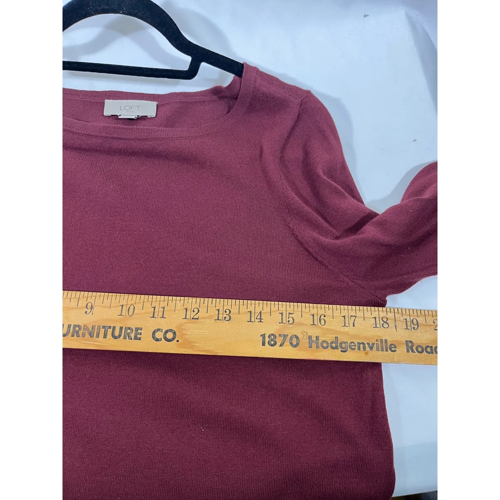 LOFT Outlet Knit Bell Sleeve Tie Detail Sweater Top Office Burgundy Women's M Red Size M - Image 6