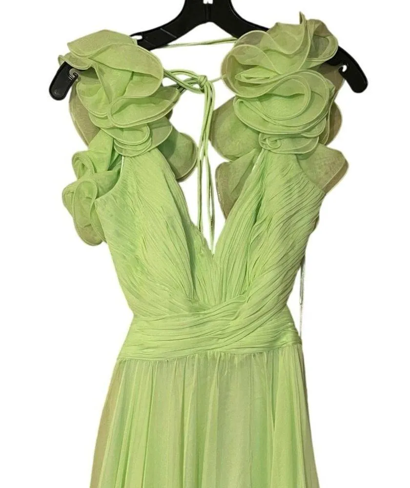 Mac Duggal NEW Size 10 67911 Mint Iconic Ruffle Tiered Cut-Out Chiffon Maxi Gown - Image 9