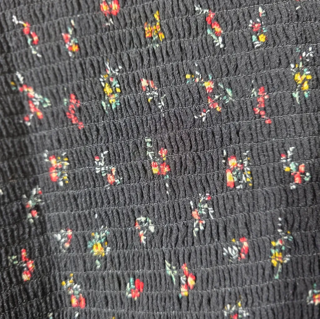 Women's American Eagle Outfitters Black Ditzy Floral Long Sleeve Mini Dress M - Image 4