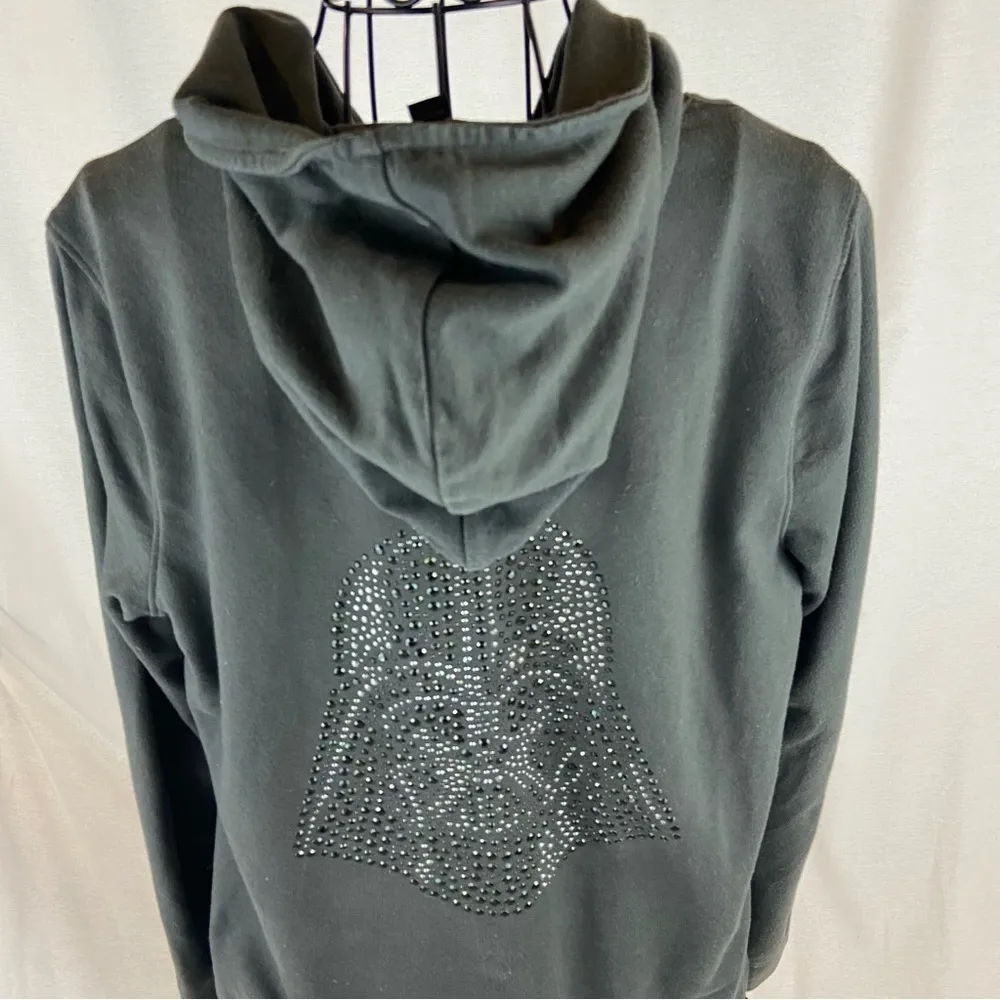 Star Wars Darth Vader Jeweled Hoodie by Rock & Republic Dark Gray Zip Front - Image 8
