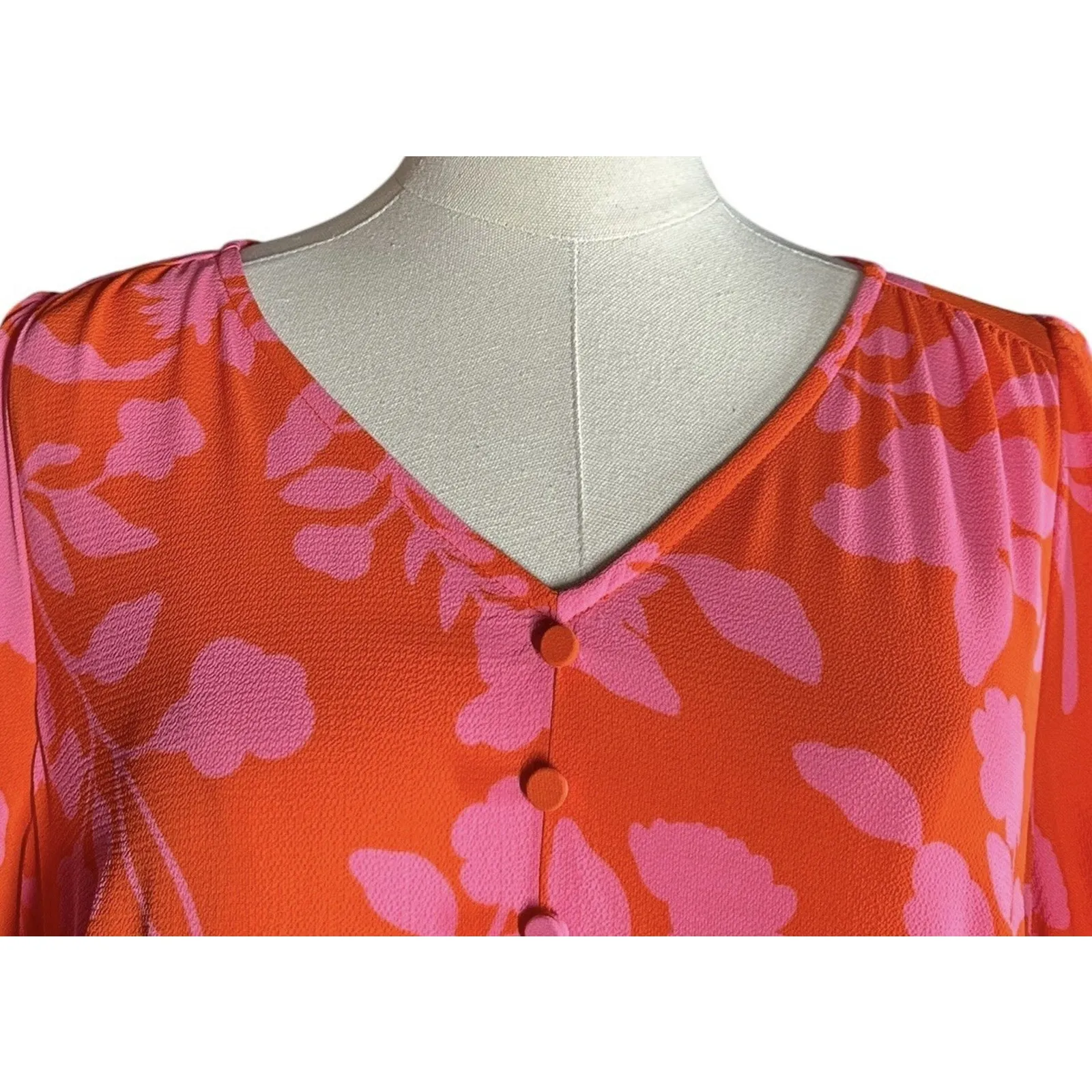 Talbots Dress Womens 10 Orange Pink Button Up Fairy Whimsical Boho Cottagecore - Image 3