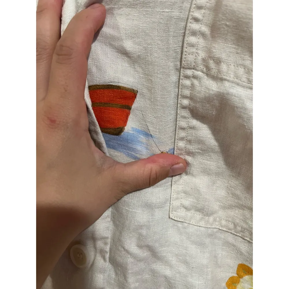 Rhode Ganima Coastal Top Munthe Linen Short Sleeve Novelty Shirt Size Small - Image 8