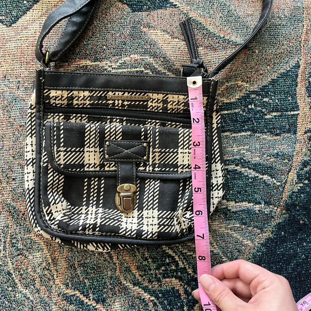 Joe Boxer Plaid Crossbody Bag Black & White Checkered Shoulder Purse Preppy - Image 13