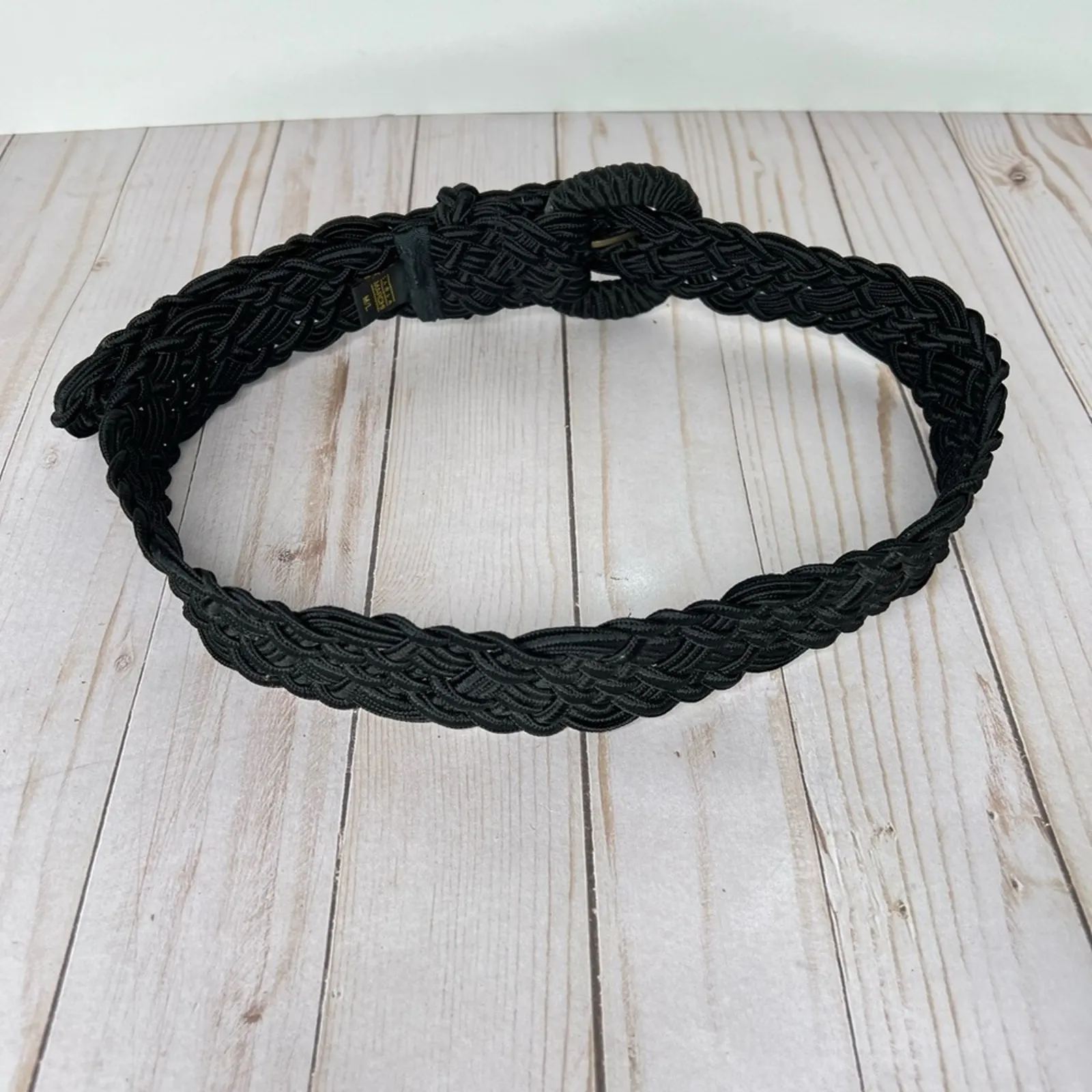 Carla Marchi belt women's M/L woven braided adjustable black rayon Size L - Image 5