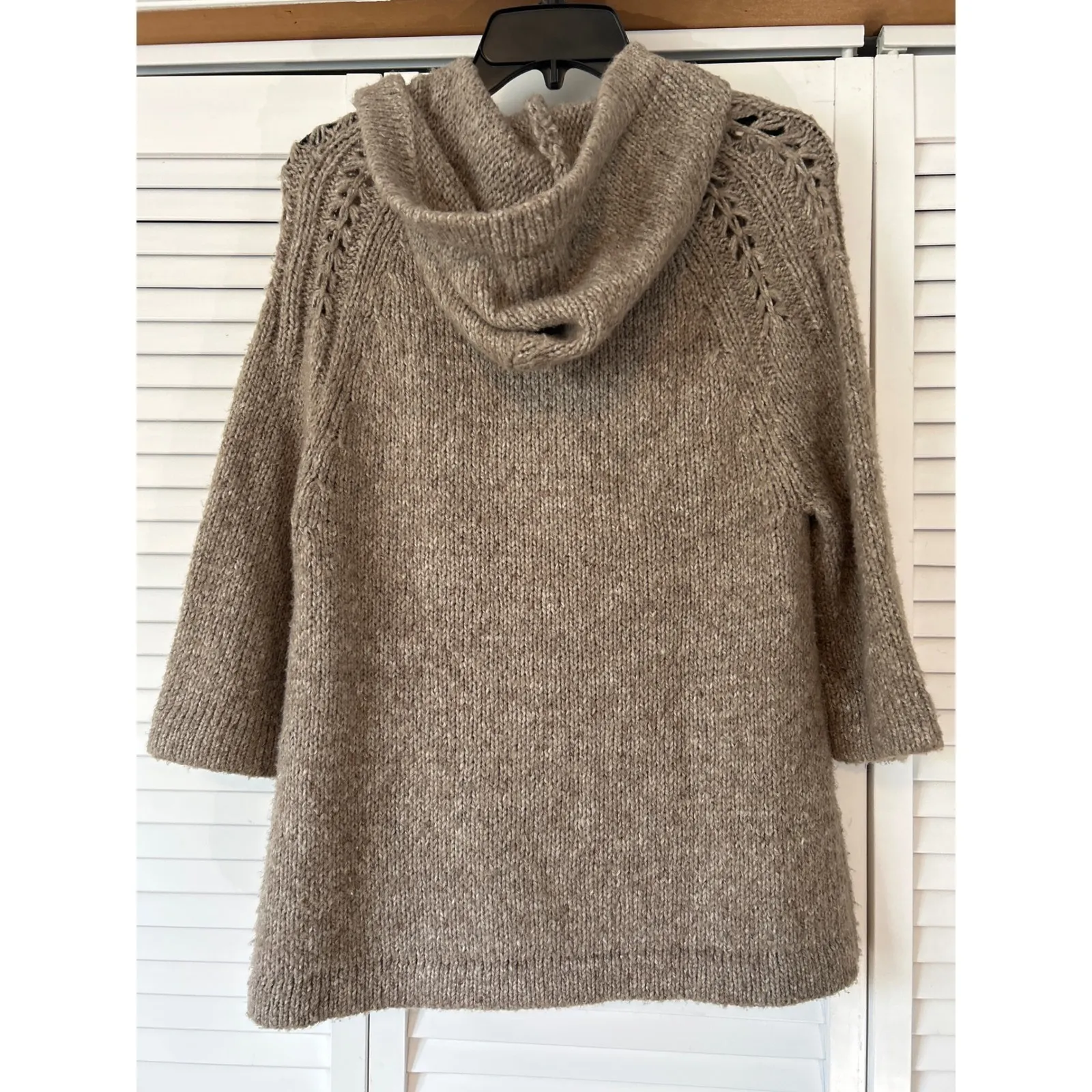 Maurices‎ Women's Knit Hooded Button Front Cardigan Sweater Beige Large - Image 2