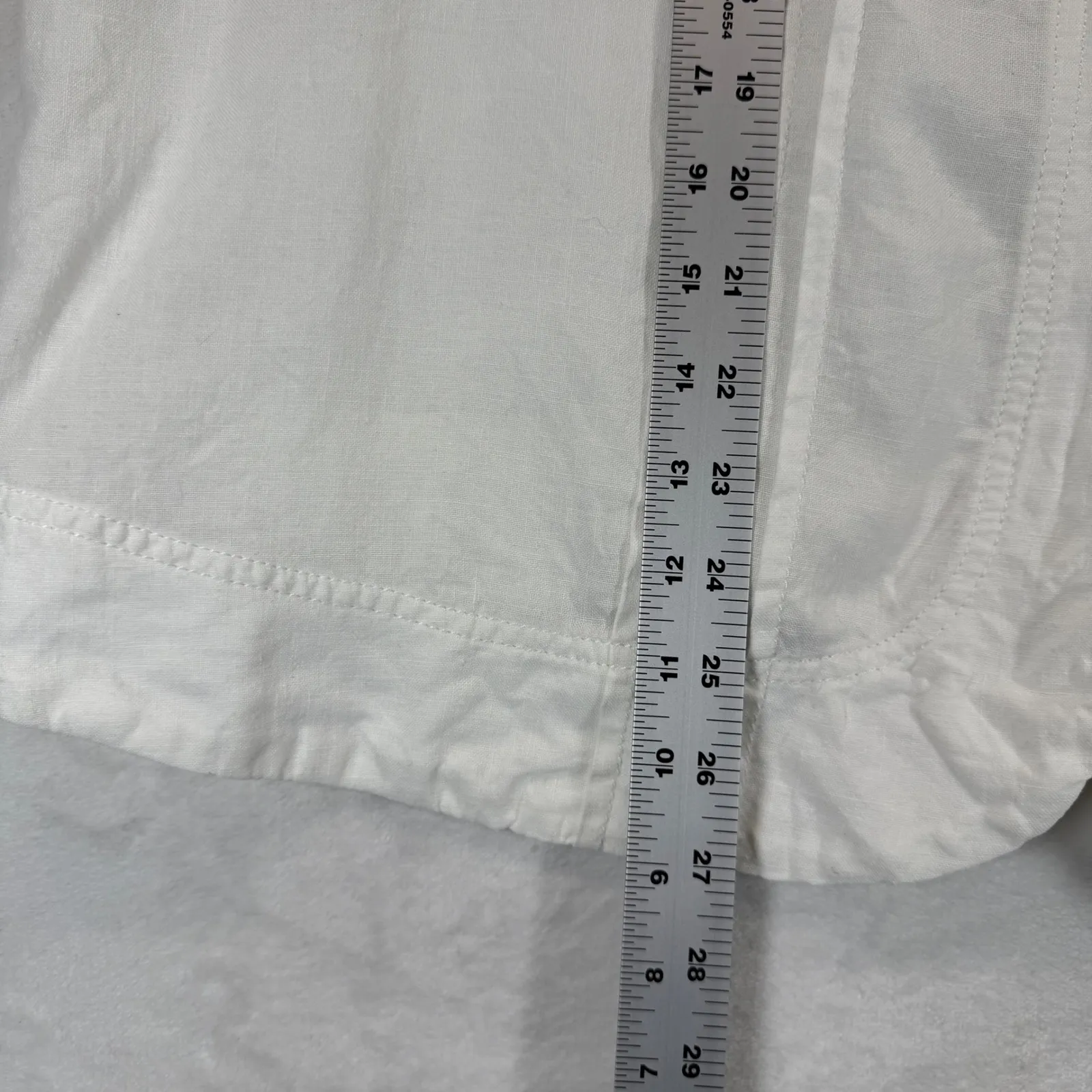 Caslon White Linen Blend Button Front Jacket‎ Pleated Details 16W - Image 3