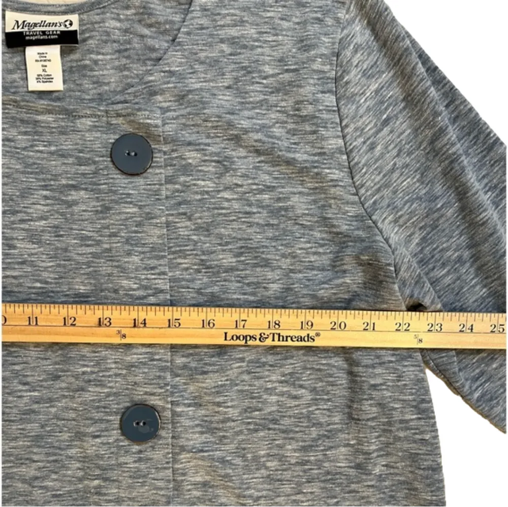 Magellan’s Travel Gear women’s heather blue button front tunic, size XL EUC - Image 4