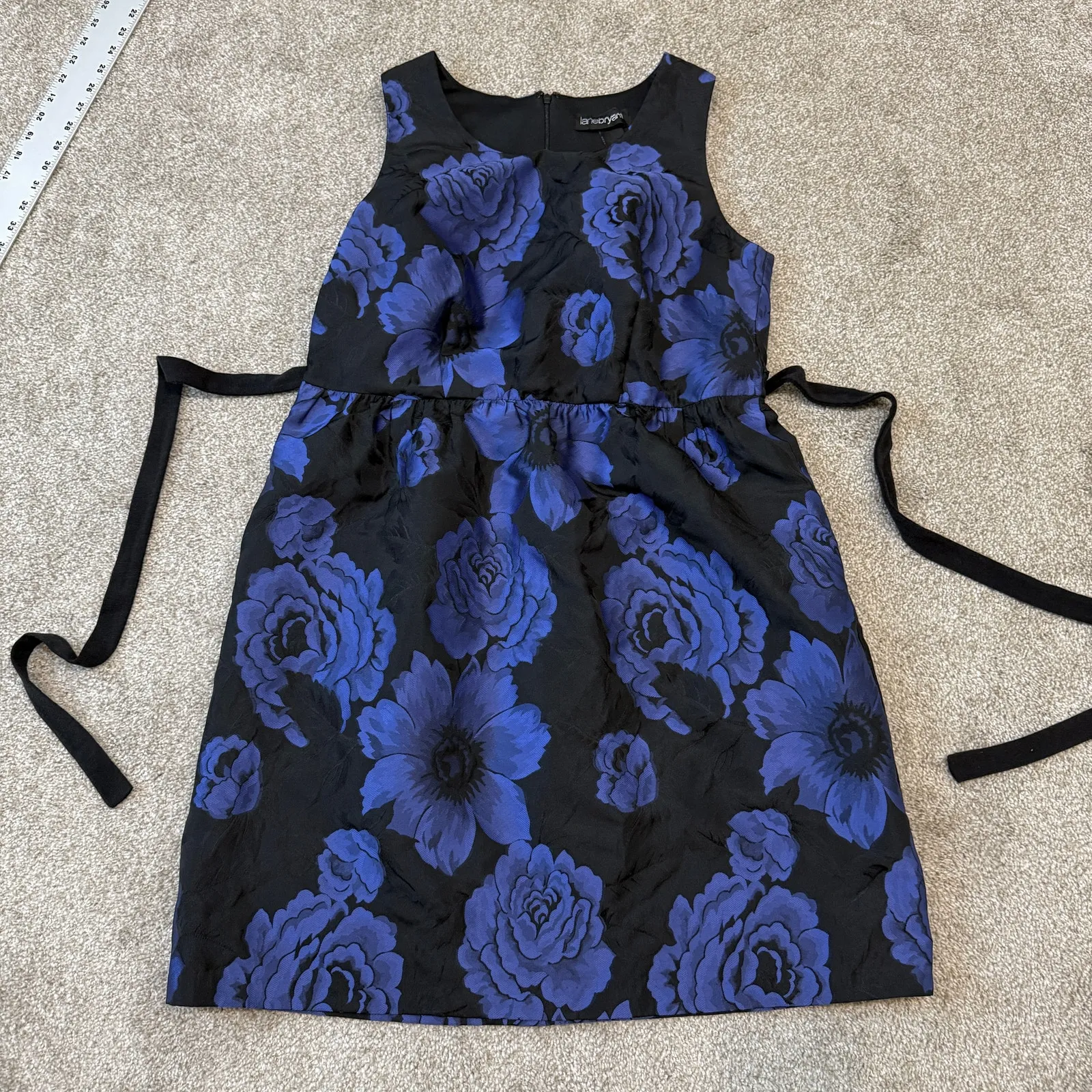 Lane Bryant 14 sleeveless floral jacquard satiny belted dress D4 2455 - Image 7