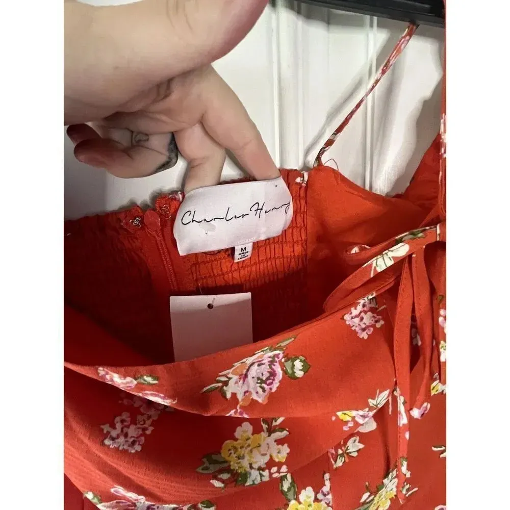 Charles Henry cold shoulder long sleeve floral midi dress size medium NEW - Image 5