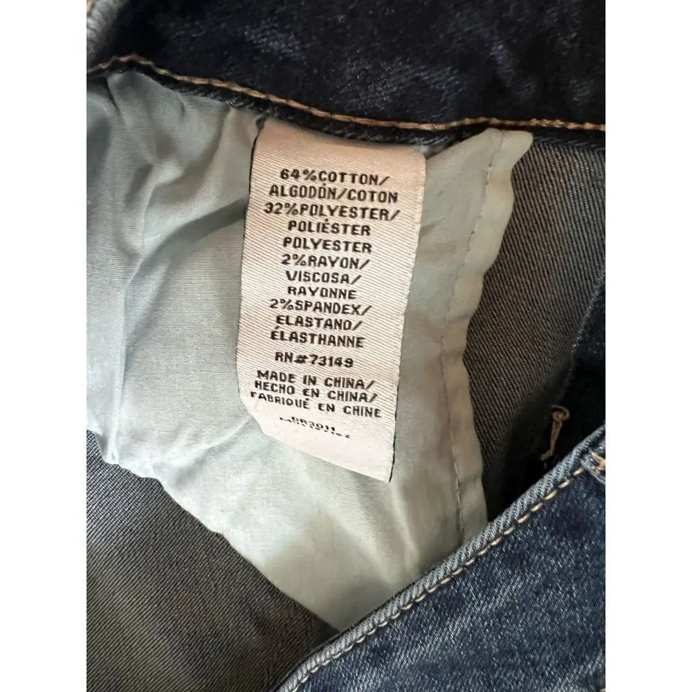 One 5 One Cross Stitch Embroidered Floral Distressed Cropped Jeans Size 14 - Image 7