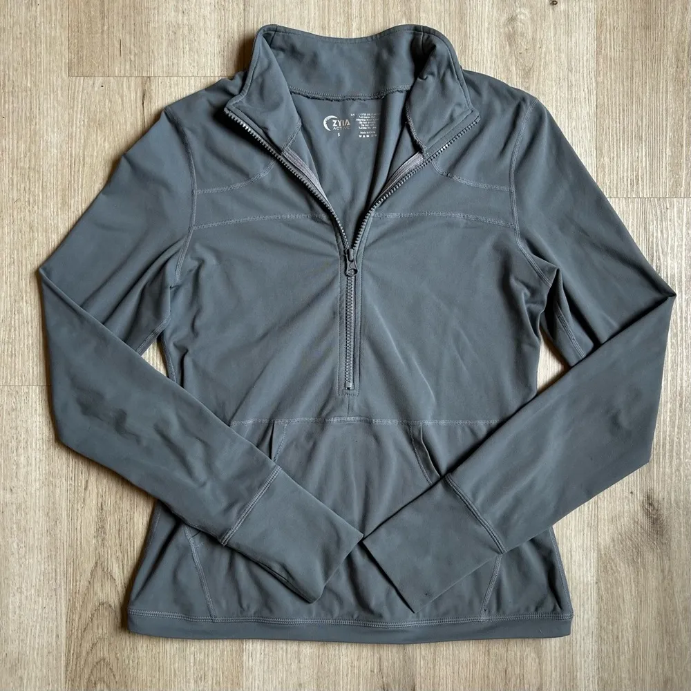 Grey Pocket 1/2 Zip Pullover - Image 2