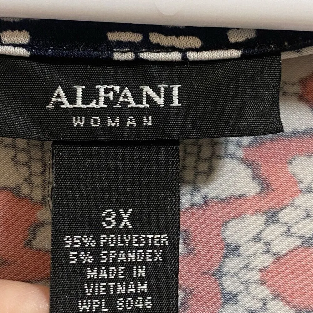 Alfani Woman Plus 3X Printed Cold Shoulder Blouse Black Pink Graphic Geo Print - Image 6